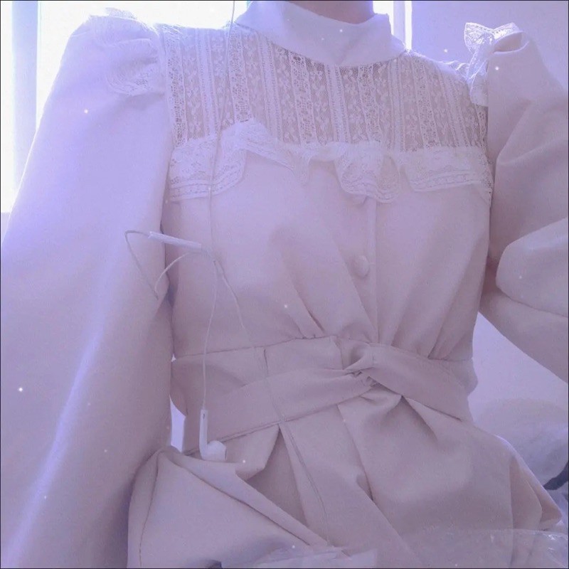 Đầm tiểu thư trắng phối ren cổ cao bo eo kèm ảnh thật feedback ⛅️ | BigBuy360 - bigbuy360.vn