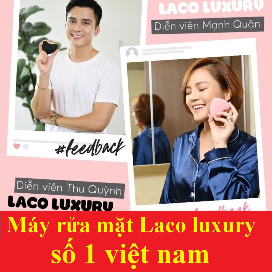 Máy rửa mặt Laco Luxury, chính hãng bảo hành 12 tháng, và sữa rửa mặt cá hồi DNA LACO FACE WASH [son, bông tẩy trang]