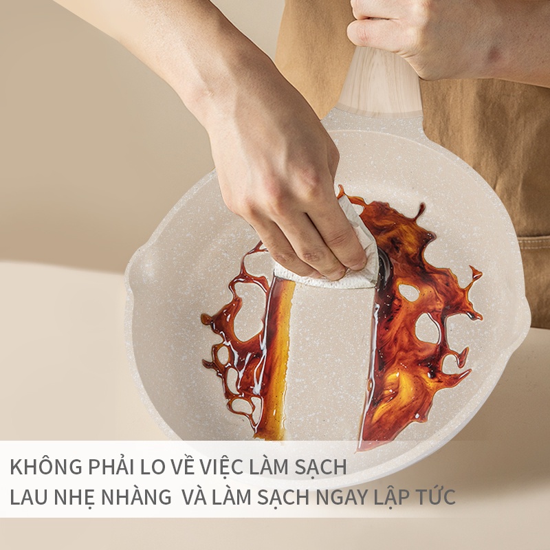 Vanilla Series Nồi nấu đá Simplus bếp chống dính gia đình bếp gas phù hợp với chảo rán và rán đa năng 24cm