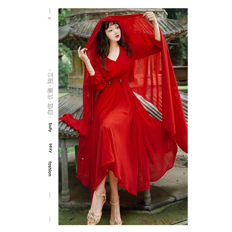 Váy Maxi Đỏ Vintage Ấn Độ