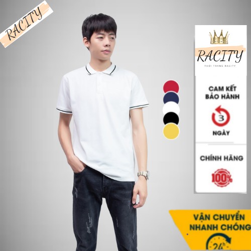 Áo Phông Nam có cổ bẻ đẹp tay ngắn Polo cao cấp giá rẻ RACITY AT02