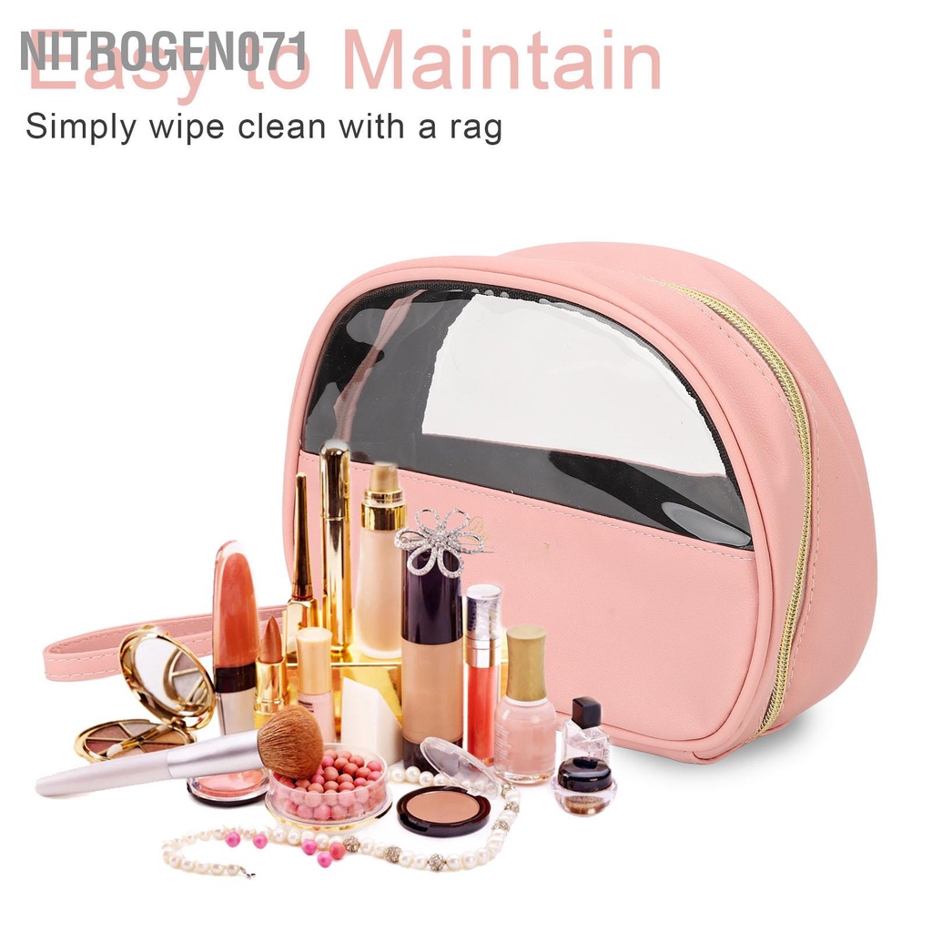 Nitrogen071 Túi mỹ phẩm Đủ sức chứa Thiết kế có thể nhìn thấy Da PU đựng đồ vệ sinh trang điểm di động để đi du lịch hàng ngày