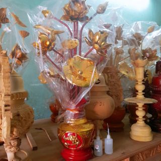 Bình hoa sen gỗ mít