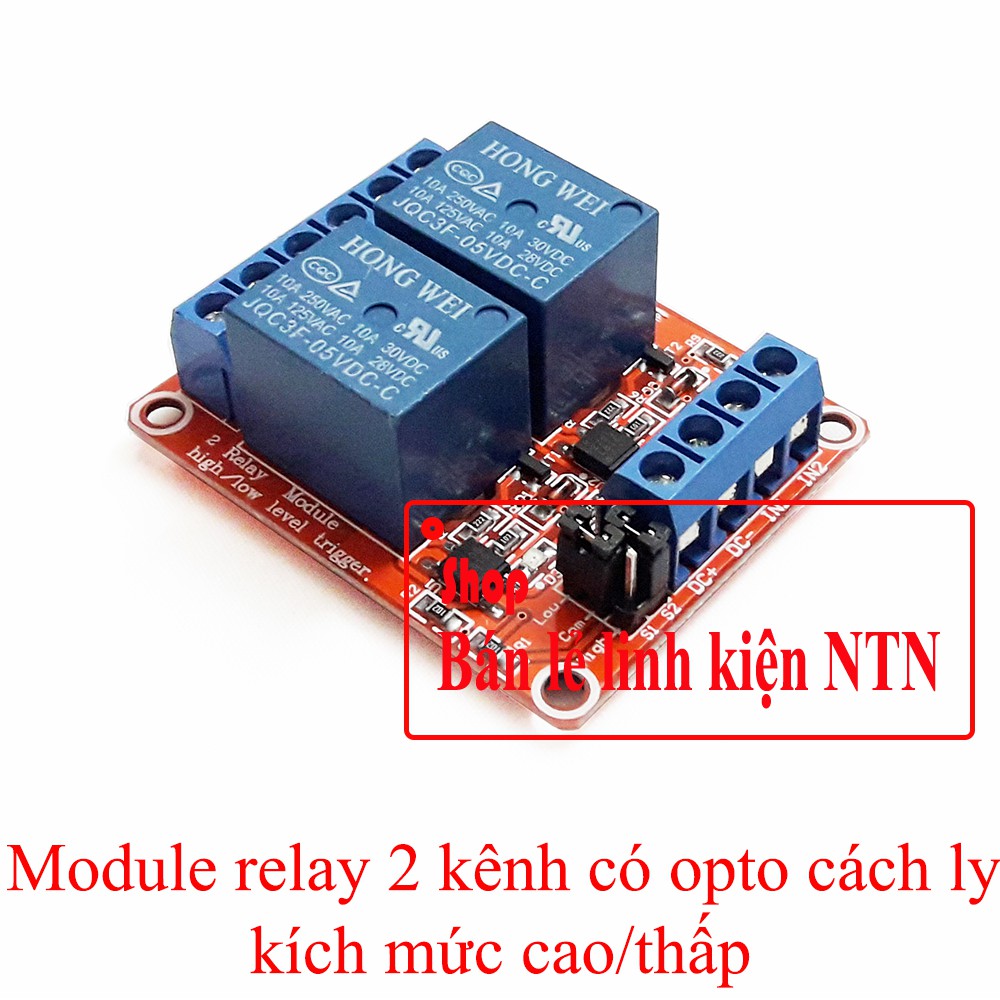 Module relay 2 kênh có opto cách ly kích mức cao thấp