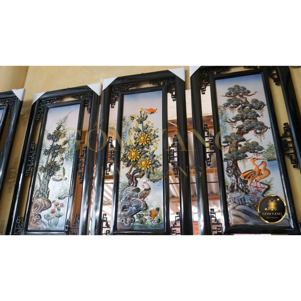 Bộ 4 bức Tranh Sứ Đắp Nổi Bát Tràng 40x80cm 🔥𝑺𝒊𝒆̂𝒖 đ𝒆̣𝒑🔥 Khung gỗ thông - Bền đẹp mãi mãi | BigBuy360 - bigbuy360.vn