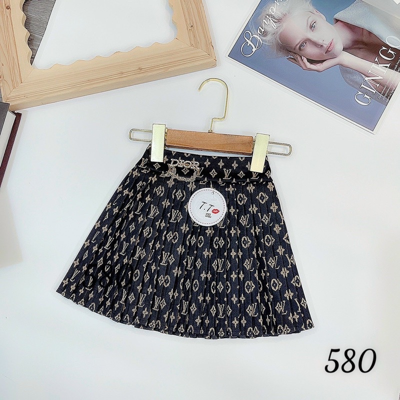 Chân váy dạ kẻ có quần lót bên trong size đại cho bé gái
