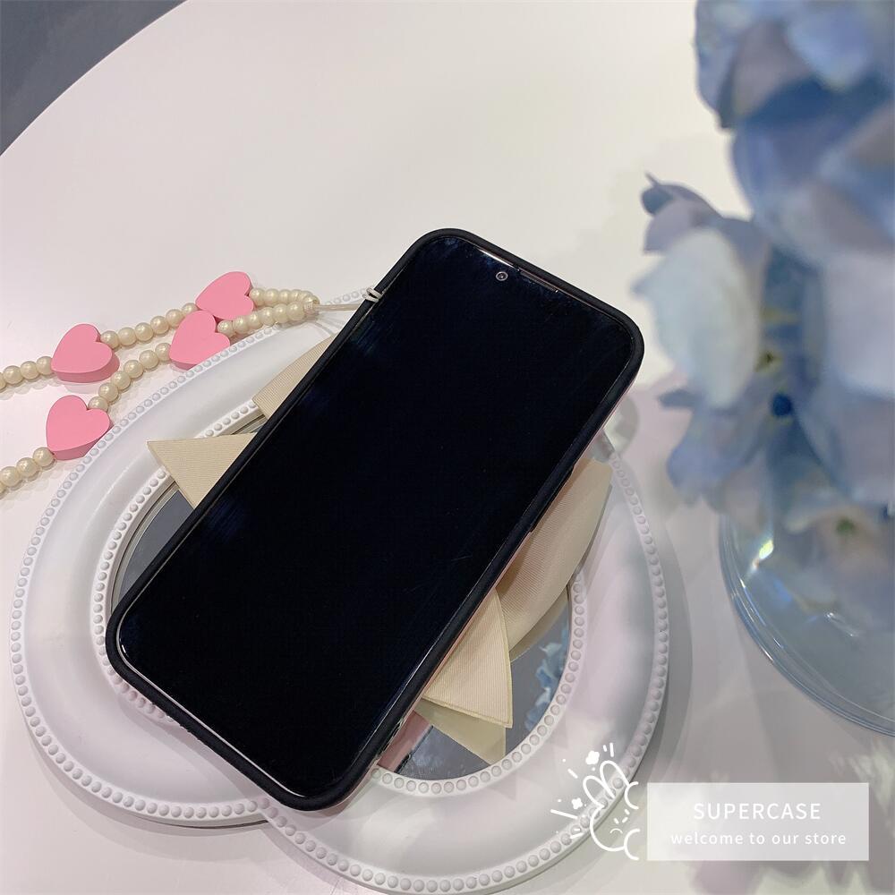 Ốp Điện Thoại TPU Mềm Đính Nơ Có Dây Đeo Tay Cho iPhone 13 12 11 Pro Max XR XS Max X