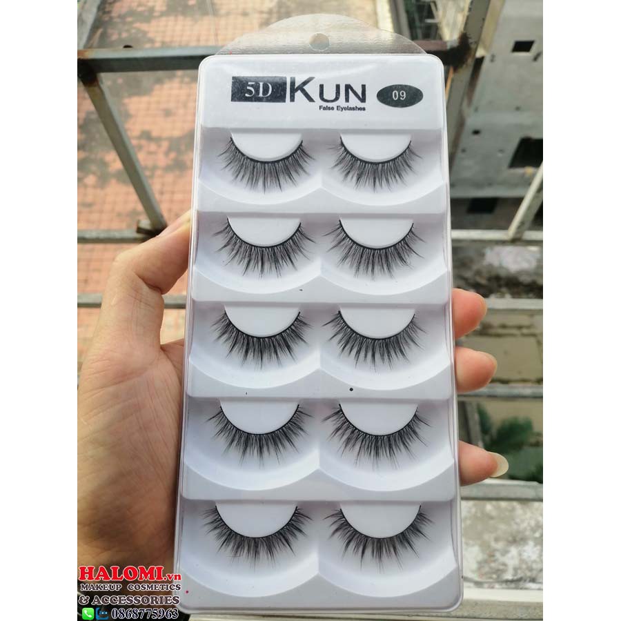 Mi giả 5D Kun 09 5 cặp cao cấp chính hãng HALOMI chuyên dùng cho makeup