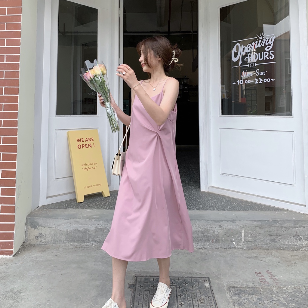 Đầm hai dây SUXI dáng rộng đơn giản thời trang mùa hè cổ điển dành cho nữ