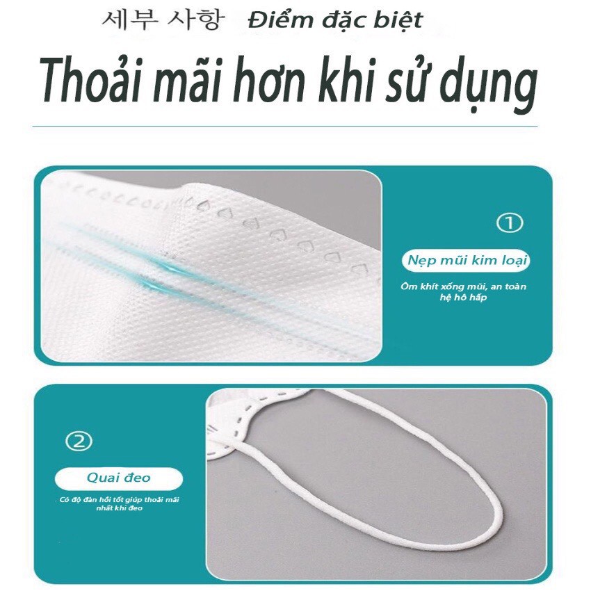 COMBO 50 chiếc Khẩu trang 4 lớp 4D KF94, tiêu chuẩn Hàn Quốc KF94 Chống bụi mịn và kháng khuẩn