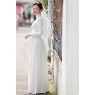 ÁO DÀI CÔ DÂU TRẮNG [Kèm hình thật]