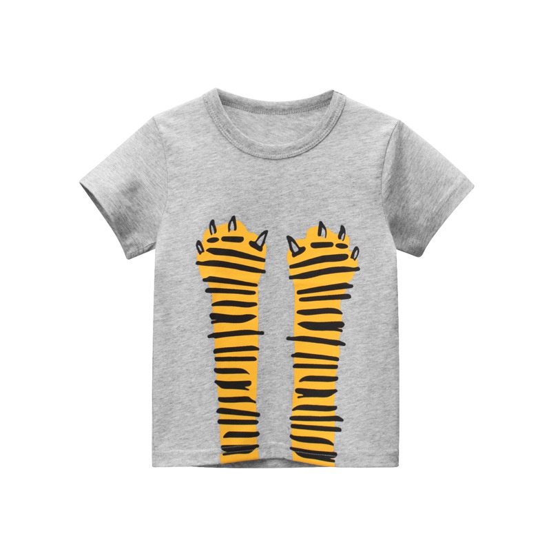 Áo thun SOFFNY tay ngắn cotton in họa tiết hoạt hình phong cách mùa hè dành cho trẻ em
