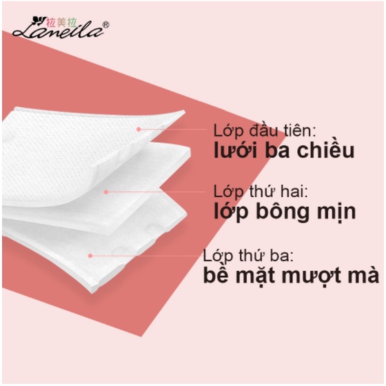 Bông Tẩy Trang Lameila, Bông tẩy trang 222 miếng, Cotton 3 Lớp Mềm Mịn