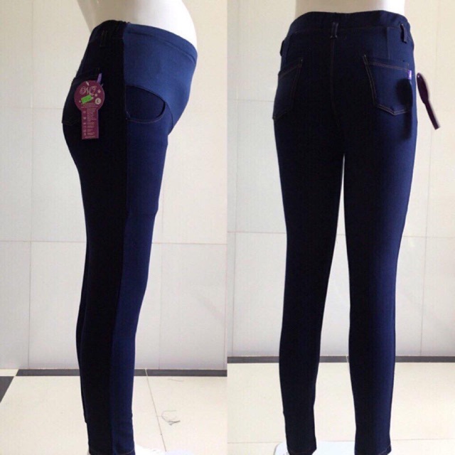 Quần legging bầu giả jean có đáp bụng, size to đến 90kg