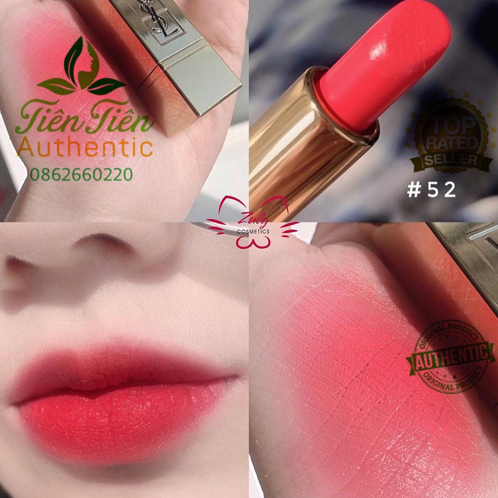 Son YSL màu Rouge Rose 52 đỏ hồng siêu xinh dịu dàng