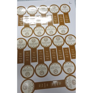 combo 200 tem decal  giấy 8 cm