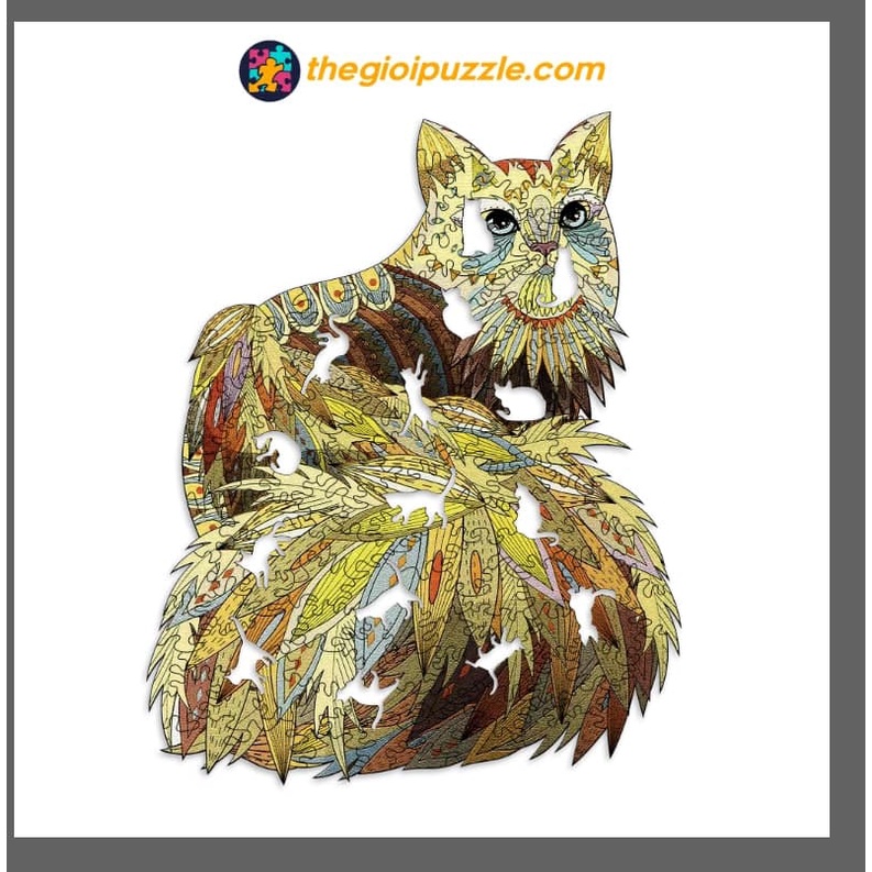 Bộ Xếp Hình Gỗ Thegioipuzzle Ghép Hình Puzzle- Con Mèo vàng TGP092
