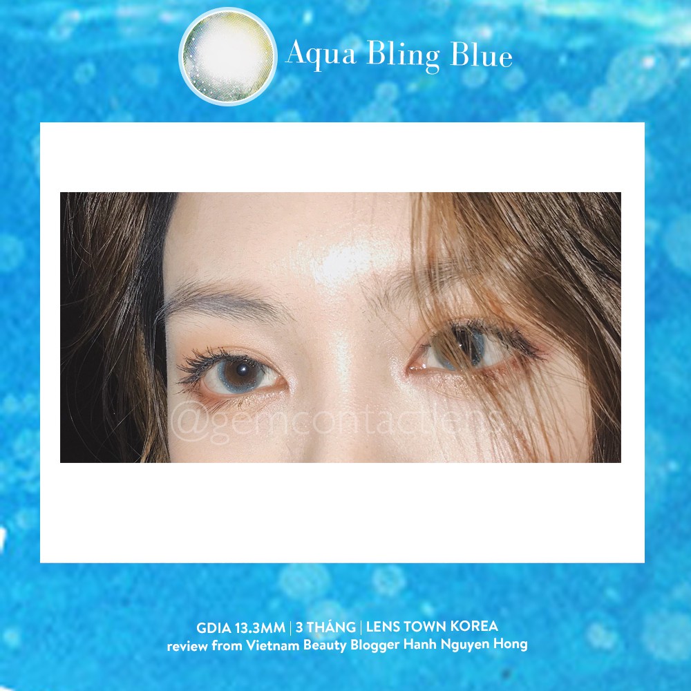 Áp Tròng AQUA BLING BLUE - LENS TOWN KOREA, Nội Địa Hàn HSD 3 Tháng, Họa Tiết Galaxy Ẩm Cao Phù Hợp Mắt Nhạy Cảm