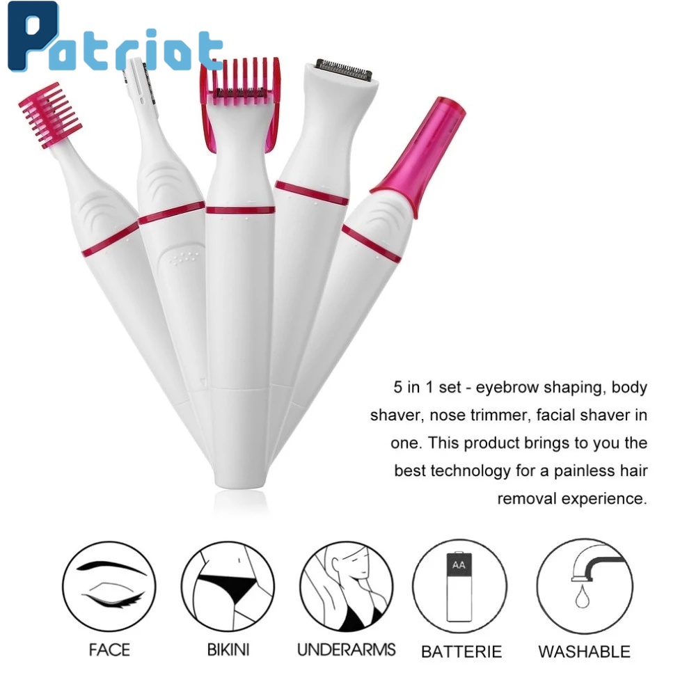 [Hàng mới về] Dụng cụ cạo lông 5 trong 1 có thể sạc lại tiện dụng cho nữ