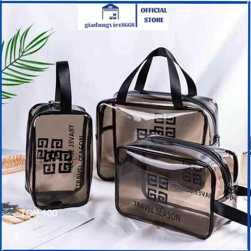 Set 3 túi nhựa trong kiểu dáng thời trang sang, tiện lợi đựng đồ đi bơi, đi biển ( hàng loại dày )