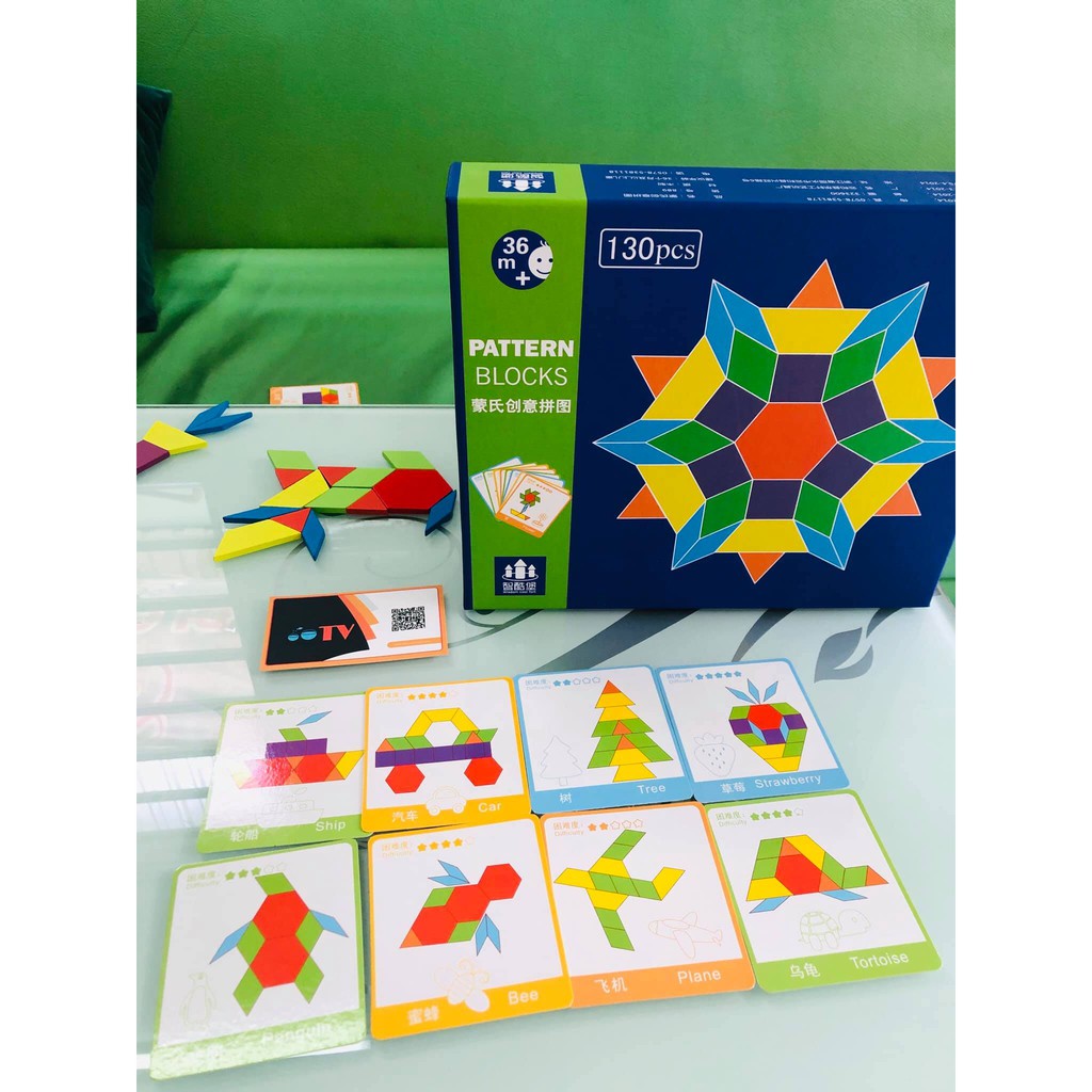 Bộ ghép hình 130 chi tiết sáng tạo | Đồ chơi Montessori bằng gỗ