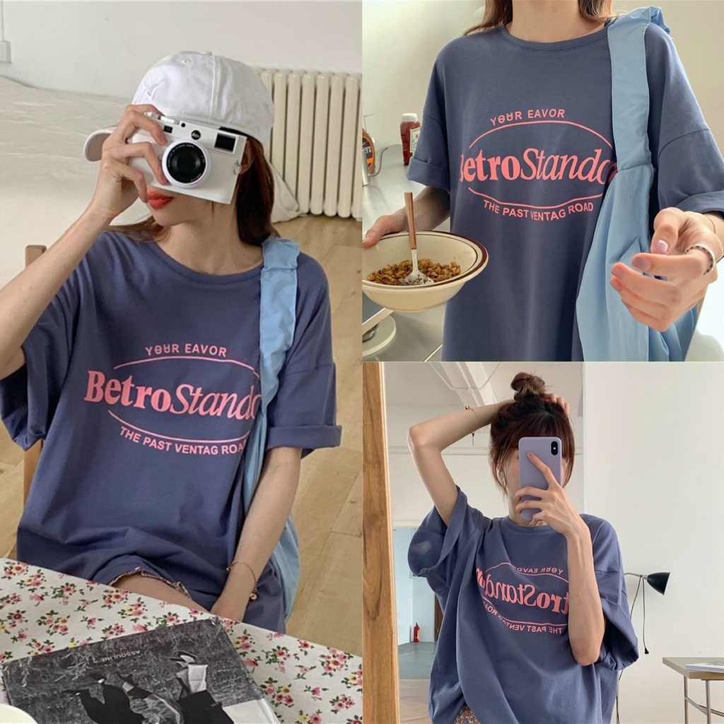 Áo thun xanh Betro NM chất thun cotton dầy dặn cầm nặng tay, màu xanh, from thụng tay lỡ