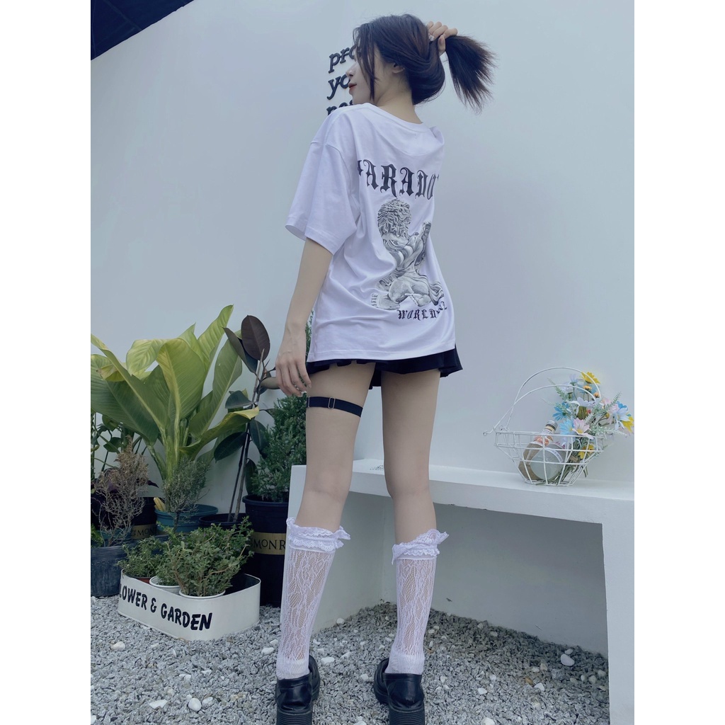 [Mã MABRS946 giảm 10% đơn 99k] Áo thun form rộng Paradox tay lỡ - Unisex - In hình - WEEPY ANGEL - Màu trắng