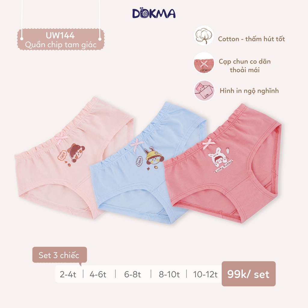 Set 3 quần chip tam giác bé gái Dokma