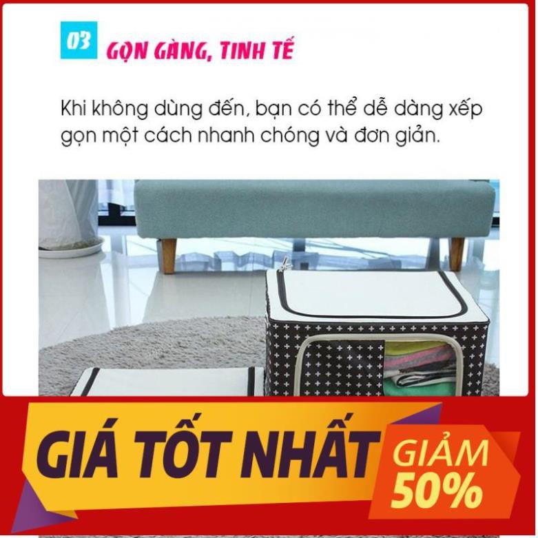 Hộp đựng quần áo chăn màn đa năng thông minh màn túi bằng vải khung thép kim loại gấp xếp gọn size lớn