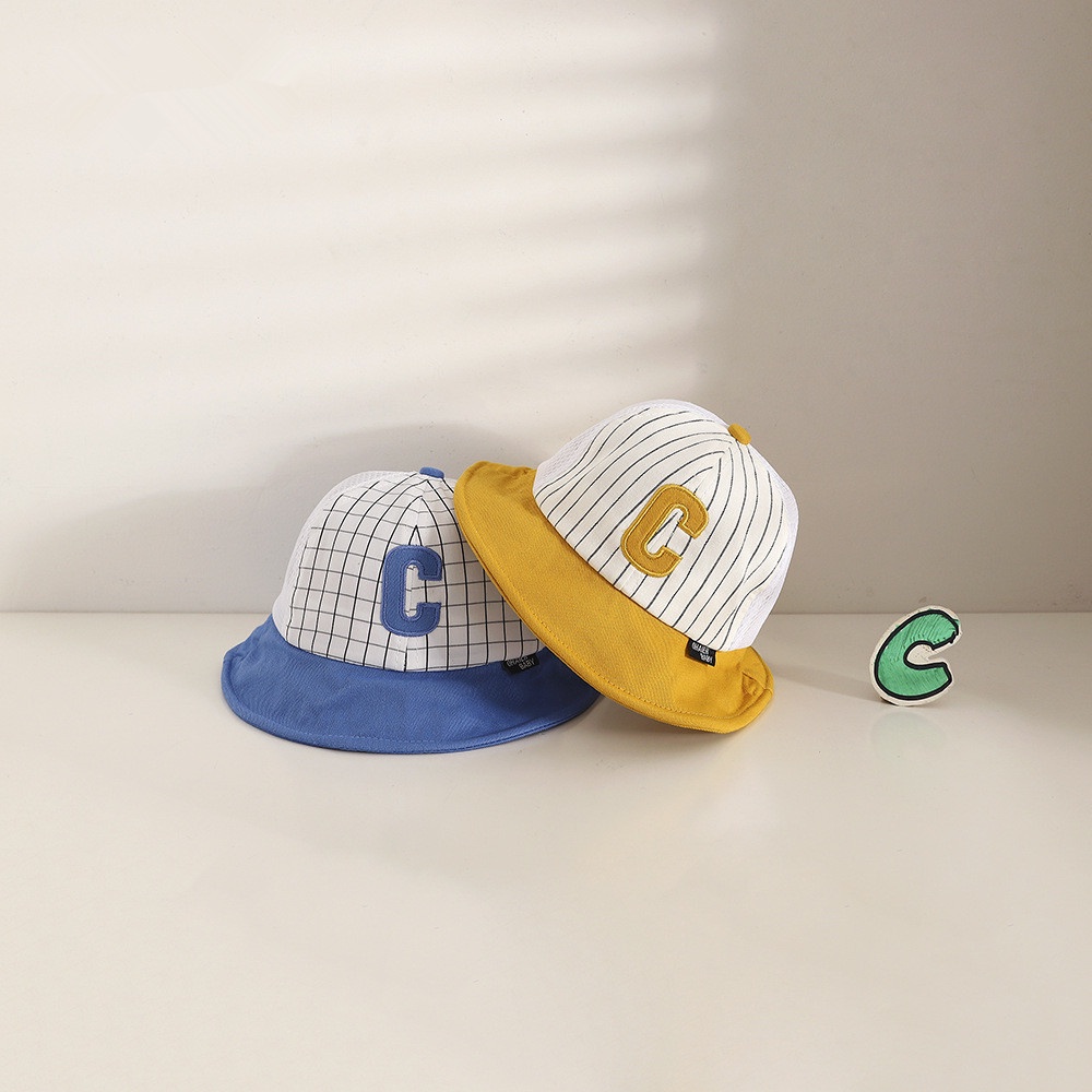 Nón Tai Bèo Phối Lưới Thêu Chữ C Thoáng Khí Phong Cách Hàn Quốc Xinh Xắn Cho Bé