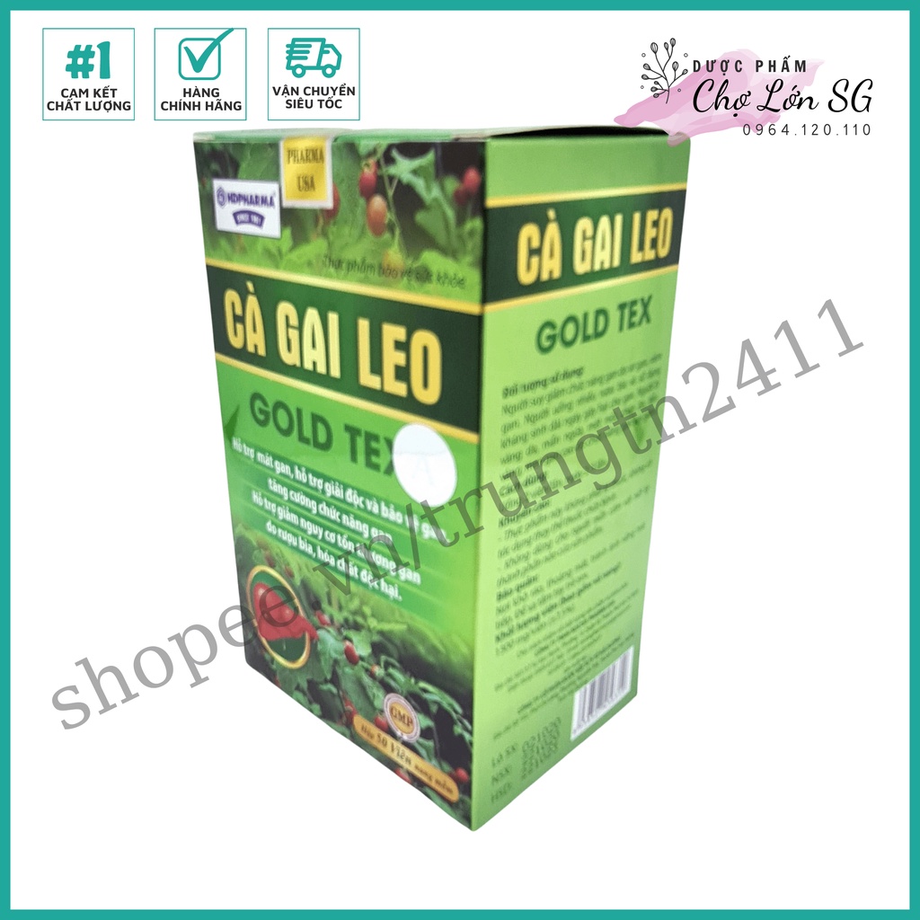 Viên uống CÀ GAI LEO GOLD TEX hỗ trợ giải độc gan, làm mát gan, hạ men gan  – Chai 50 viên