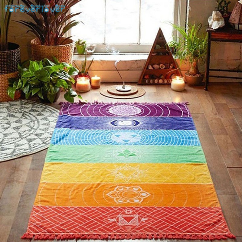 Khăn tắm biển màu sắc cầu vồng phong cách Boho độc đáo