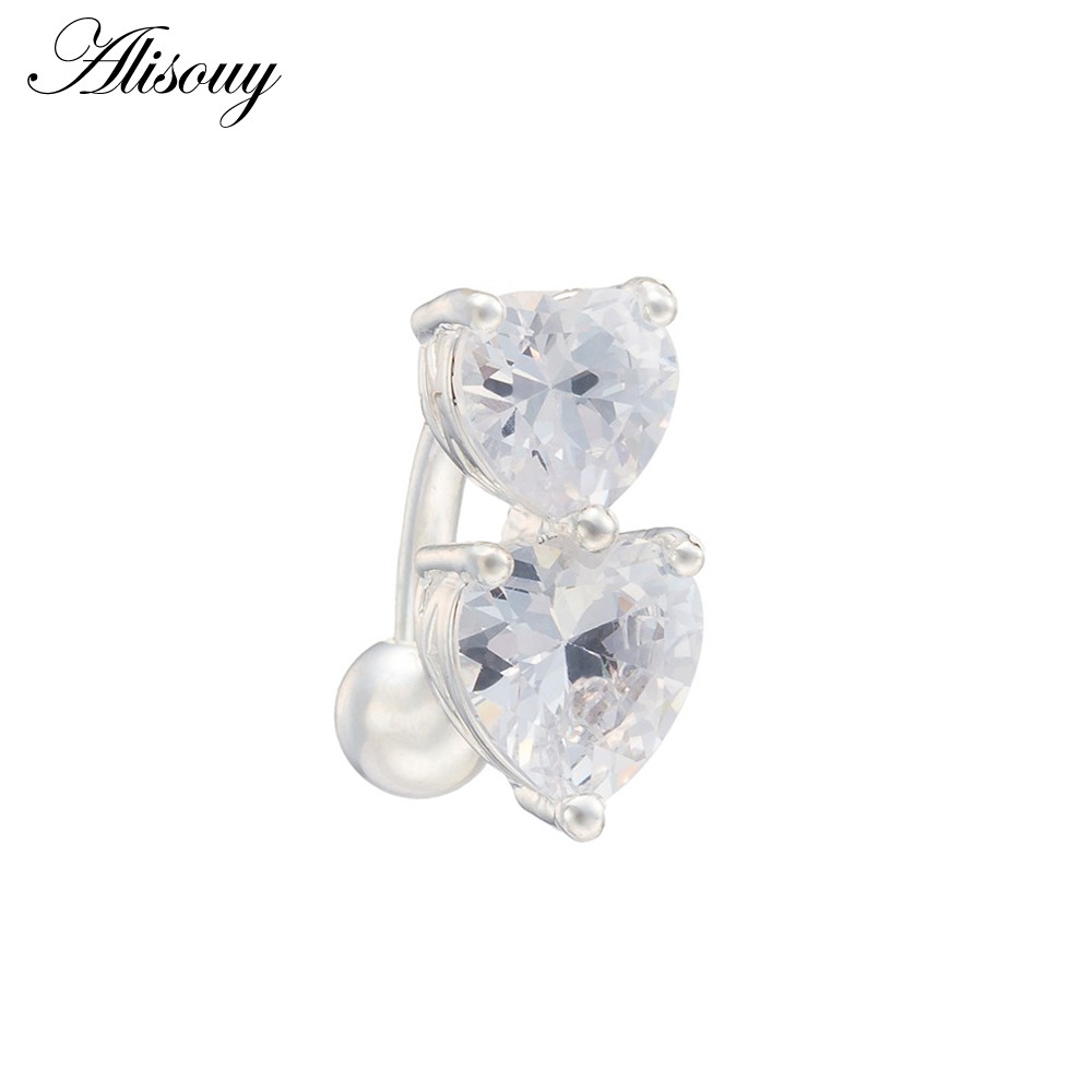 Alisouy 1 Khuyên Rốn Bằng Thép Không Gỉ Đính Pha Lê Thời Trang