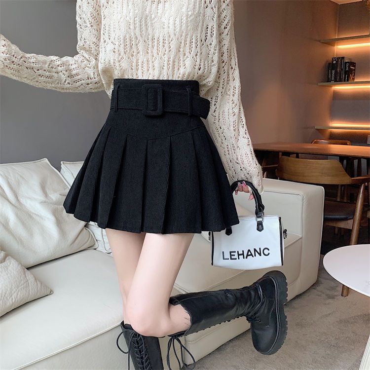 Chân Váy Nhung Xếp Ly Lưng Cao Dễ Phối Đồ Phong Cách Thu Đông Mới Cho Nữ