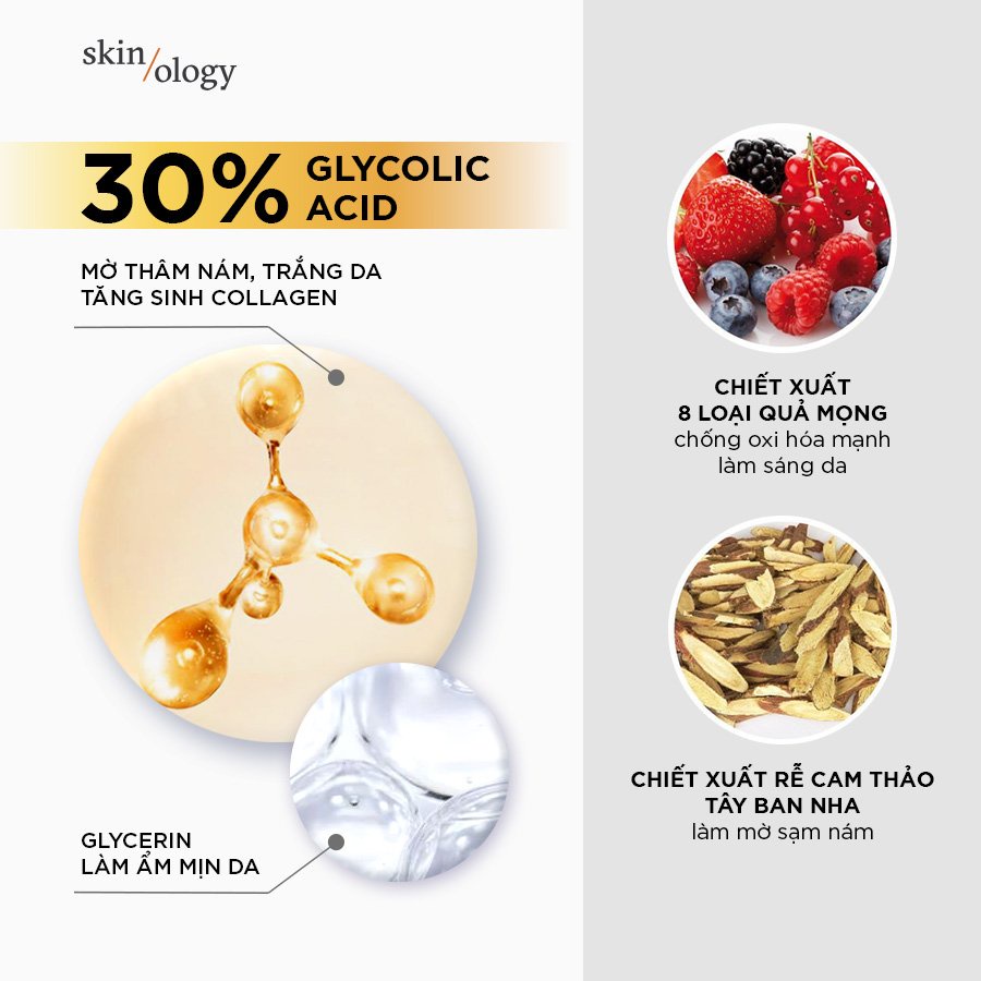 Tinh chất tẩy da chết cao cấp 30% Glycolic Acid sáng mịn giảm thâm sạm SKINOLOGY MIRACLE PEEL