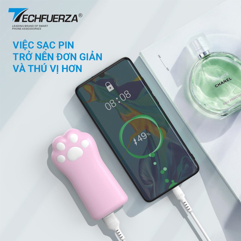[Chính hãng BH1:1] ✅Sạc Dự Phòng 10400maAh KT010 TECHFUERZA Tay Mèo Mini SẠC NHANH 2.4A | BigBuy360 - bigbuy360.vn