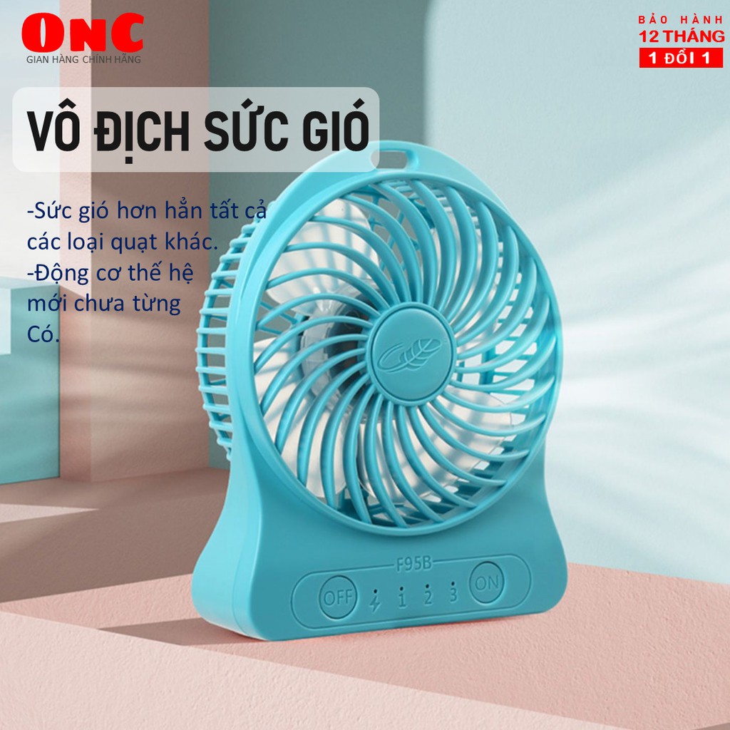 Quạt cầm tay mini gió Siêu Mát Storm F95 sạc Type-C pin lâu - Bảo hành 15 tháng