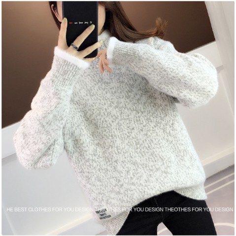 Áo Len Nữ Dày Phối Màu Cổ Và Tay Áo Phối Len Trắng Đáng Yêu- LENCTP16 | BigBuy360 - bigbuy360.vn