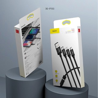 Cáp sạc thế hệ mới 3 in 1 sạc cùng lúc Micro USB và USB Type C và Lightning chính hãng Baseus