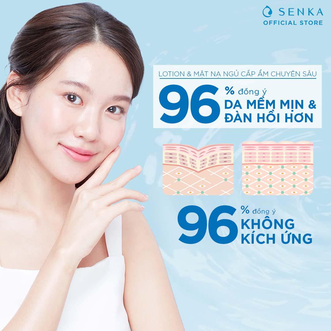 Combo Nước cân bằng, Sữa dưỡng cấp ẩm &amp; Mặt nạ ngủ dưỡng ẩm chuyên sâu Senka Deep Moist (200ml + 150ml + 50g)