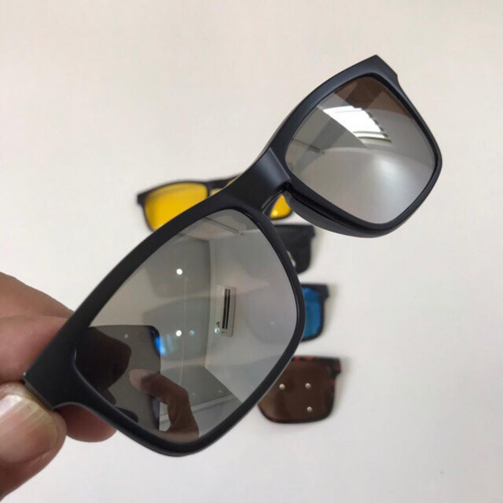 Kính Đa Năng 5 IN 1 Gọng Vuông 2202A Tặng Kèm Túi Da