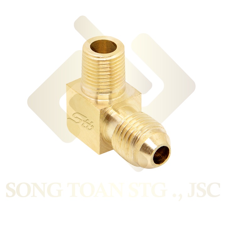 Thân co ren ngoài côn lồi hàn ống cho điện lạnh khí nén (Brass Flare Male Connector) - Rắc co 90 độ NPT