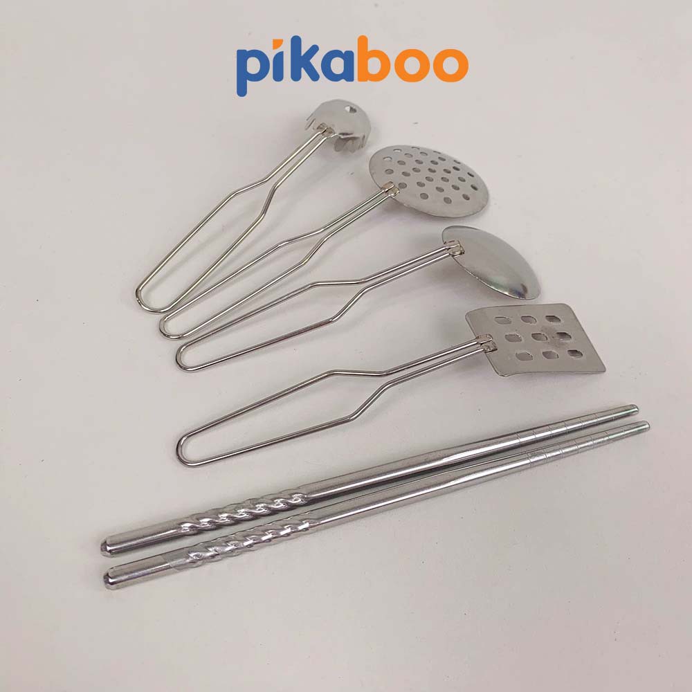 Đồ chơi nhà bếp nấu ăn inox cho bé gái loại không màu và có màu cao cấp Pikaboo