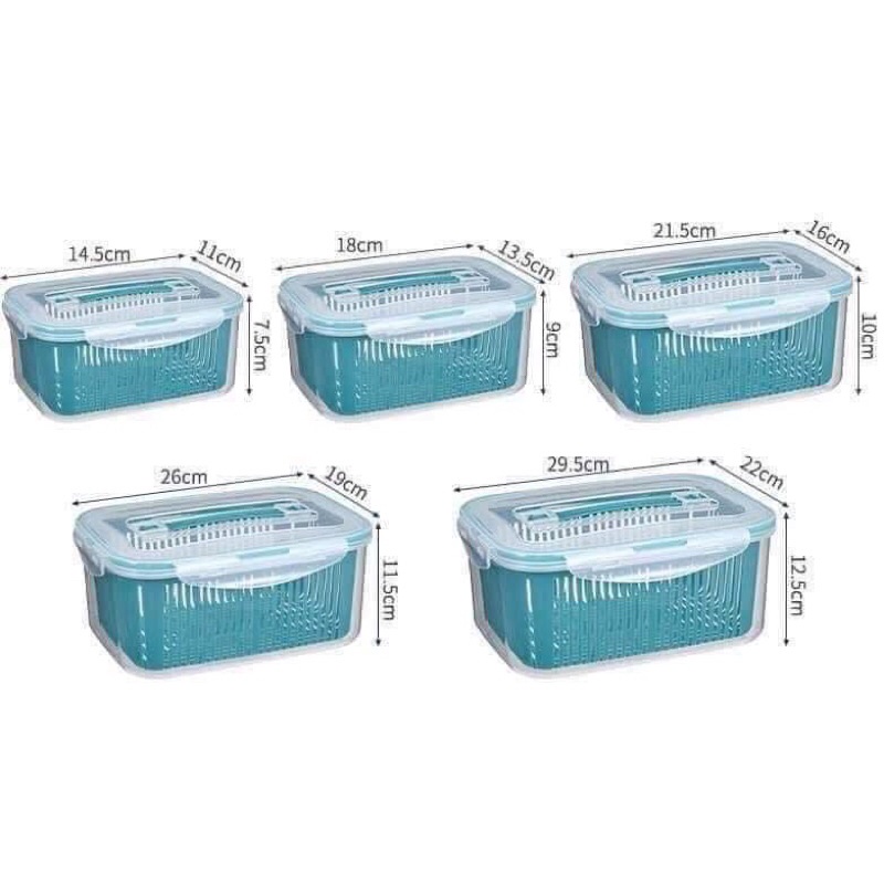 [Xả kho] Sét 5 hộp đựng thực phẩm kèm rổ lót bên trong cực tiện lợi