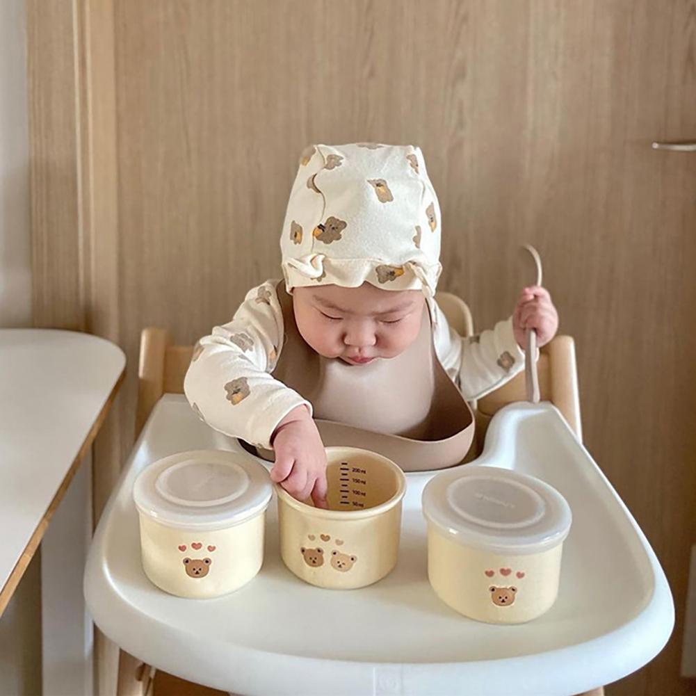 Bát sứ/Hũ sứ ăn dặm, Trữ đồ chia vạch cho bé phong cách hàn quốc dung tích 220ml có nắp đậy silicon chắc chắn