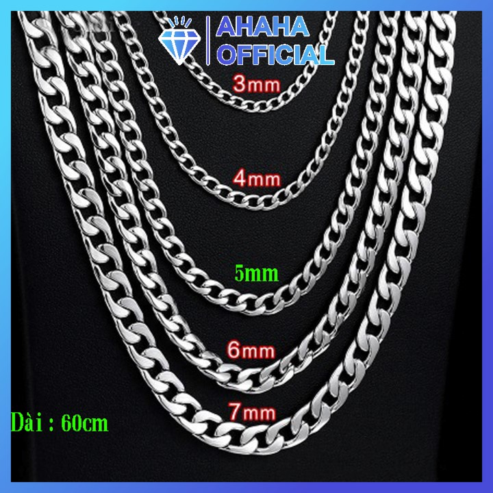 Dây chuyền nam inox cao cấp thời trang kiểu lặc ahaha.official kích cỡ 7mm màu trắng thép không gỉ PTDCNA01
