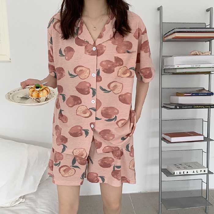 Bộ ngủ pijama cộc tay phong cách Hàn Quốc, Bộ ngủ dễ thương