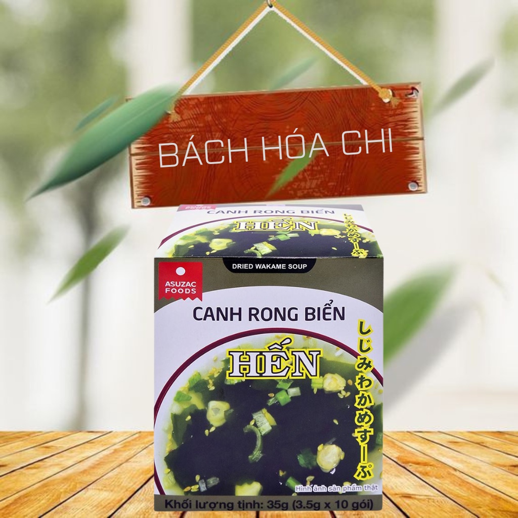 Hộp 10 gói canh rong biển hến Asuzac 3.5g