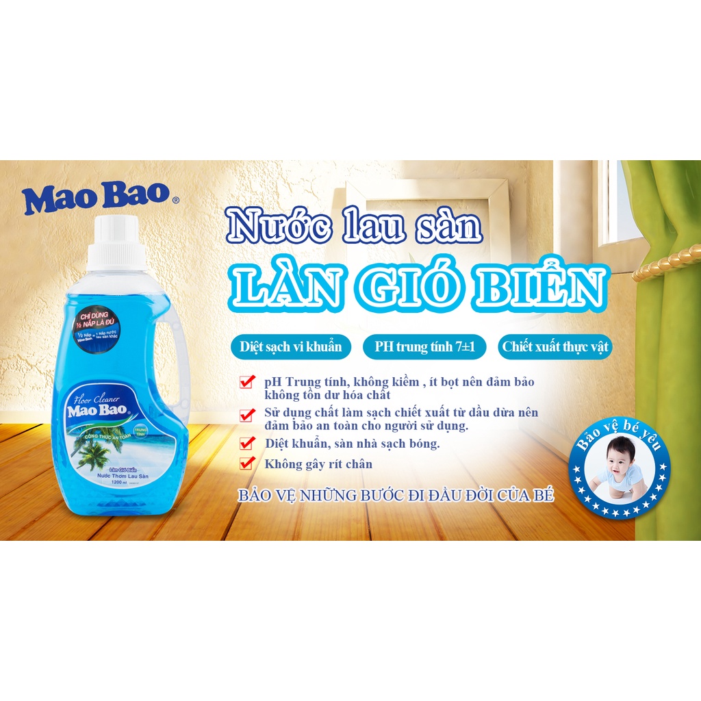 Nước Lau Sàn Mao Bao Hương Làn Gió Biển 1,2L