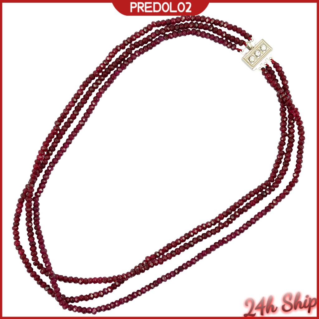 3x4mm Natural   Faceted Gemstone Beads Statement Necklace 3 Strands